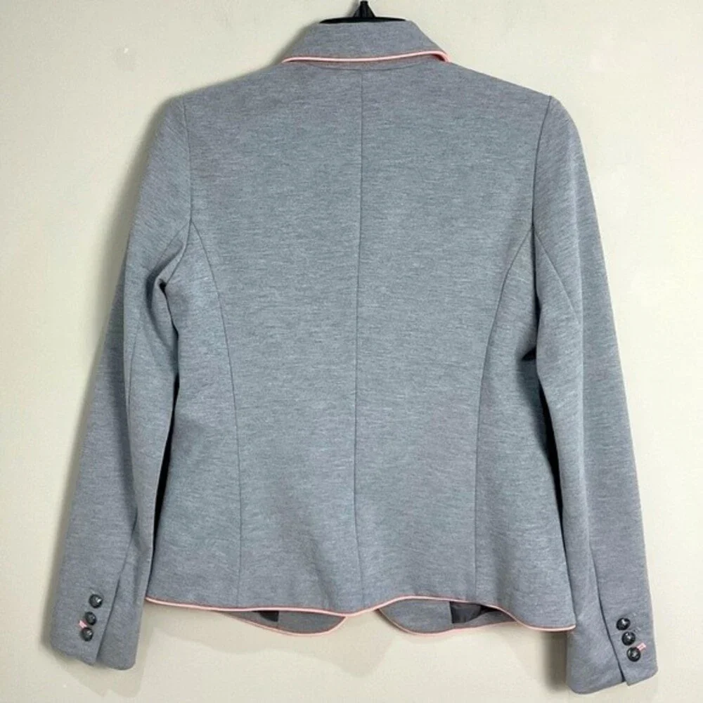 GAP Grey Academy Blazer Ladies Sz 2 Structured Knit Lined Notched Collar_5